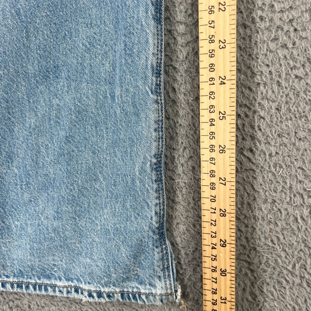 American Eagle Super High Rise Baggy Wide Leg Jeans Womens 8 Blue Distressed - Picture 7 of 16
